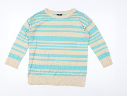 O'Stin Women's Beige Striped Pullover Jumper Size L