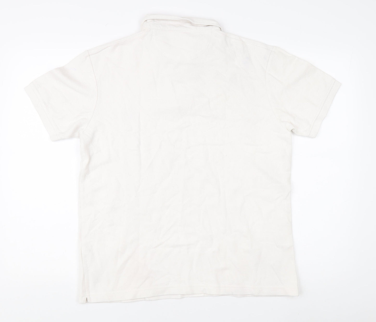 Zara Men's White Cotton Polo Shirt L Short Sleeve