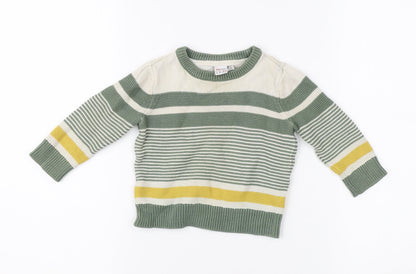 Mini Club Unisex Green Pullover Jumper, 9-12 Months, Striped Knit