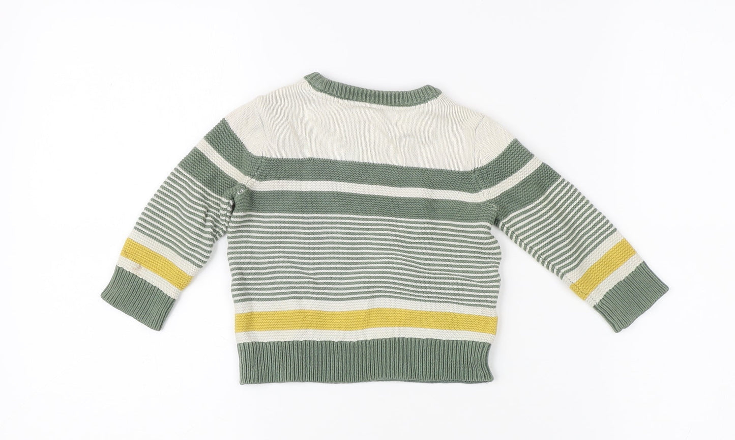 Mini Club Unisex Green Pullover Jumper, 9-12 Months, Striped Knit