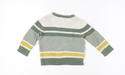 Mini Club Unisex Green Pullover Jumper, 9-12 Months, Striped Knit
