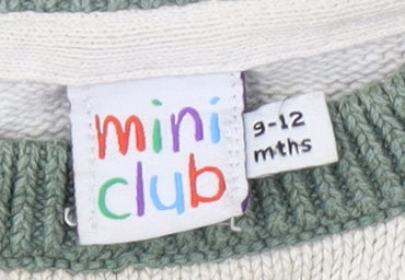 Mini Club Unisex Green Pullover Jumper, 9-12 Months, Striped Knit