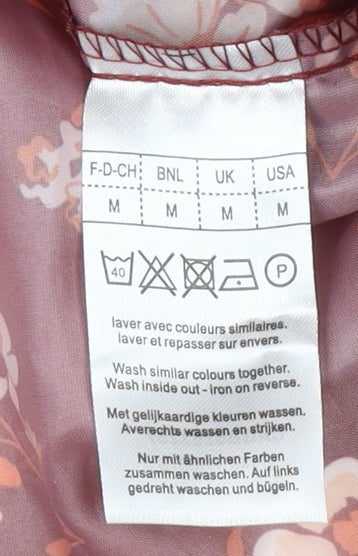 Damart Women's Red Floral Hooded Rain Coat Size M