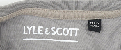 Lyle & Scott Men's Grey Cotton Logo T-Shirt 14/15 Years