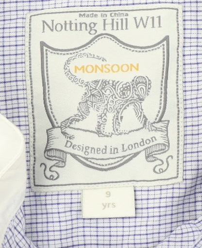 Monsoon Boys White Check Button-Up Shirt 9 Years