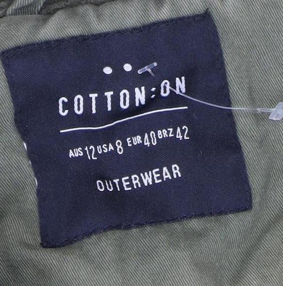 Cotton On Women's Green Fur Trim Parka Coat Size 12