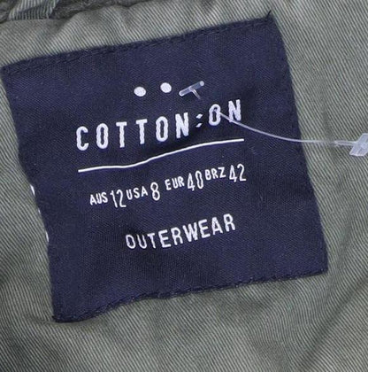 Cotton On Women's Green Fur Trim Parka Coat Size 12