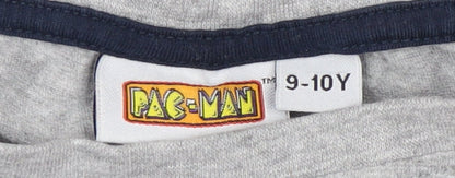 Boys Grey Long Sleeve Pac-Man Graphic T-Shirt 9-10 Years