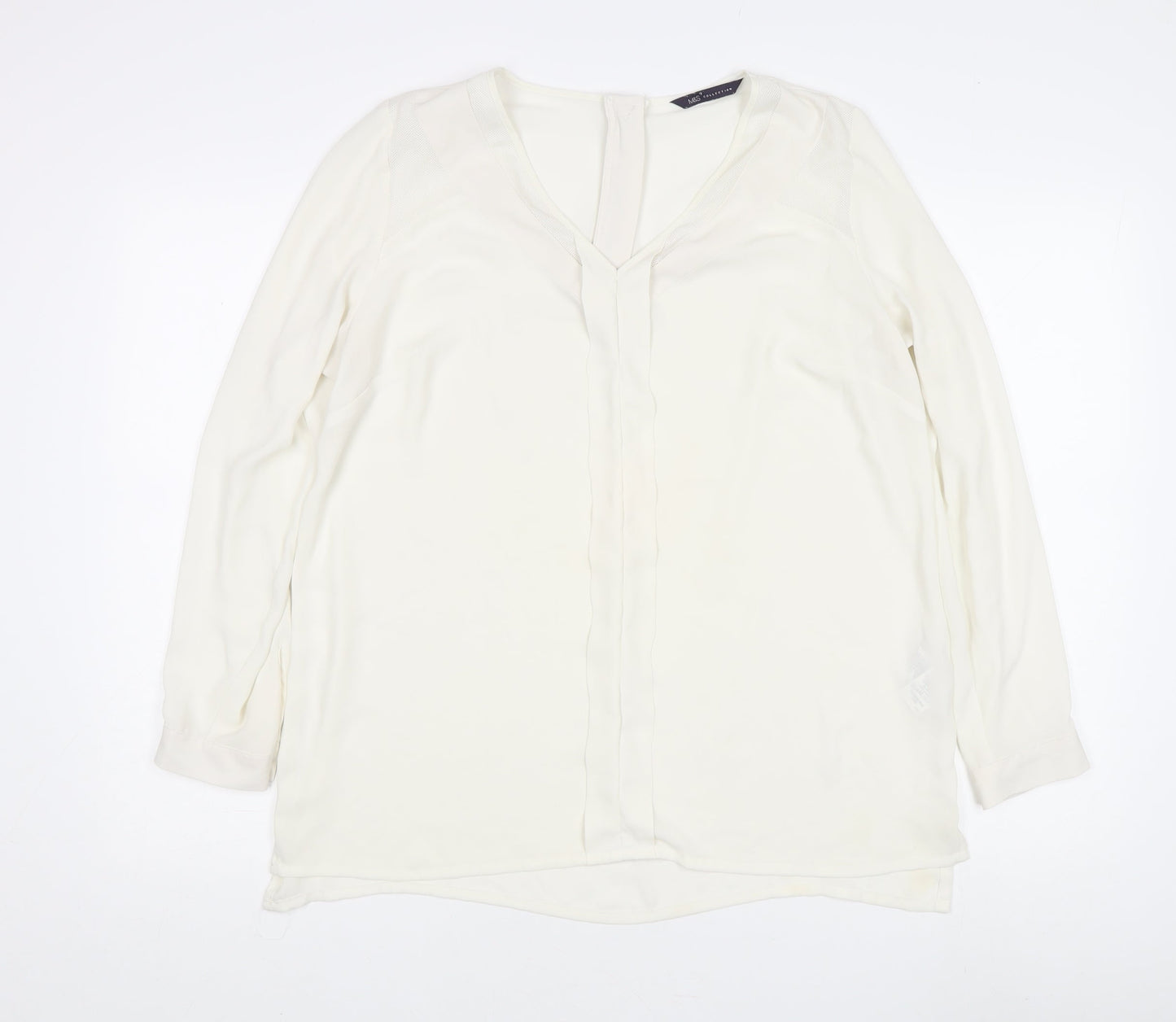 Marks and Spencer Women's Ivory V-Neck Top Size 16