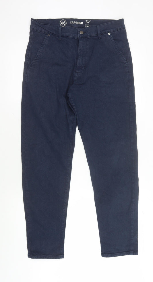 Marks and Spencer Men's Blue Tapered Jeans 32 Waist