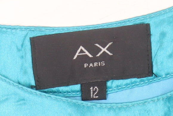 AX Paris Women's Blue Halter Beaded Blouse Size 12