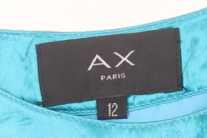 AX Paris Women's Blue Halter Beaded Blouse Size 12