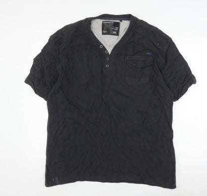Next Men's Black 2XL Henley T-Shirt