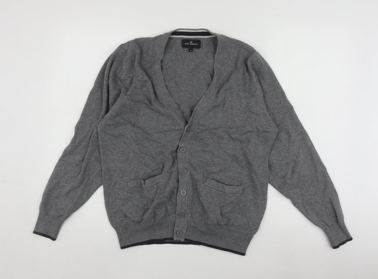 Blue Harbour Men's Grey Cardigan, Size M, Cotton