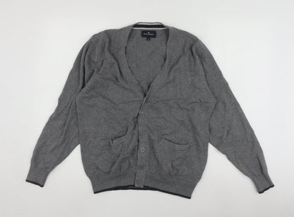 Blue Harbour Men's Grey Cardigan, Size M, Cotton