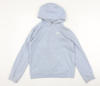 Nike Girls Blue Pullover Hoodie, L, Cotton Blend, Casual Wear