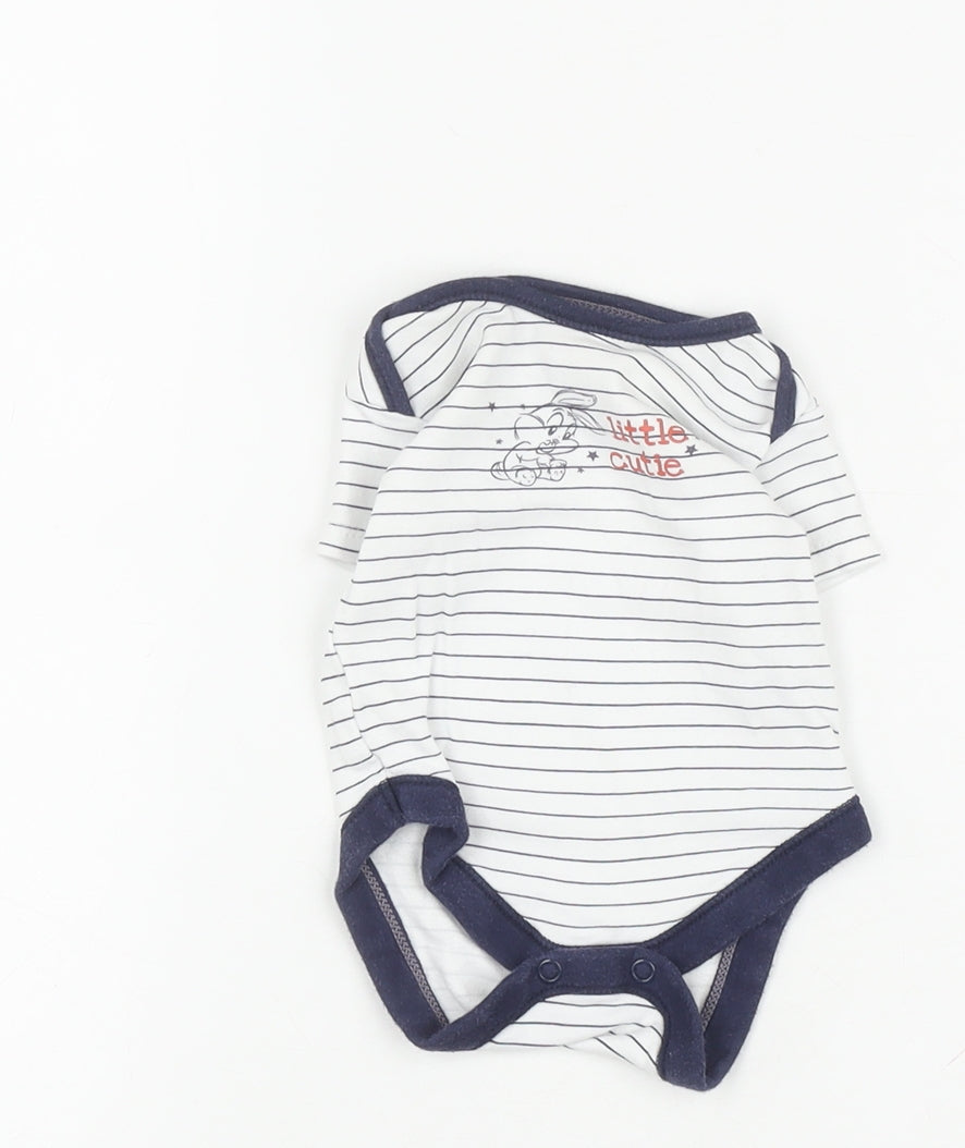 George Unisex White Striped Looney Tunes Babygrow 0-3 Months
