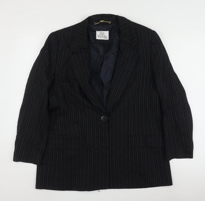 Viyella Women Black Pinstripe Blazer Size 14