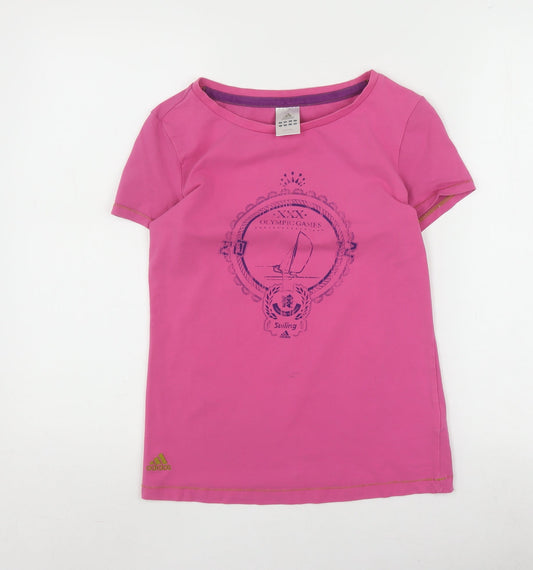 Adidas Pink Women's T-Shirt, Size 6, Olympic Theme