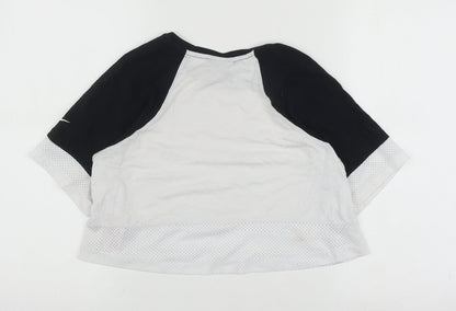 Nike Girls Colourblock Mesh Sleeve T-Shirt Black White L
