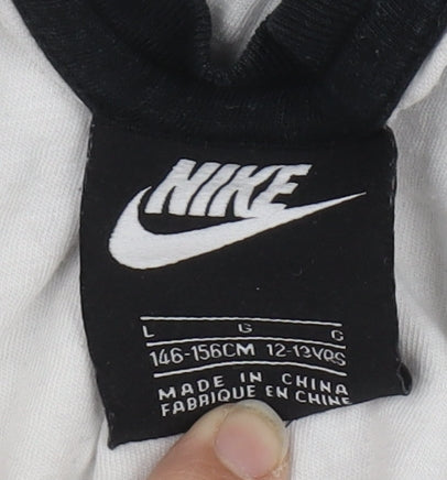Nike Girls Colourblock Mesh Sleeve T-Shirt Black White L