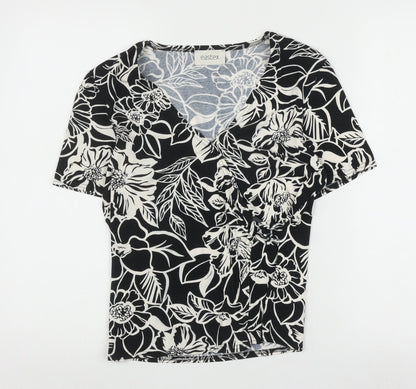 Womens UK Size 10 Eastex Black Wrap Blouse