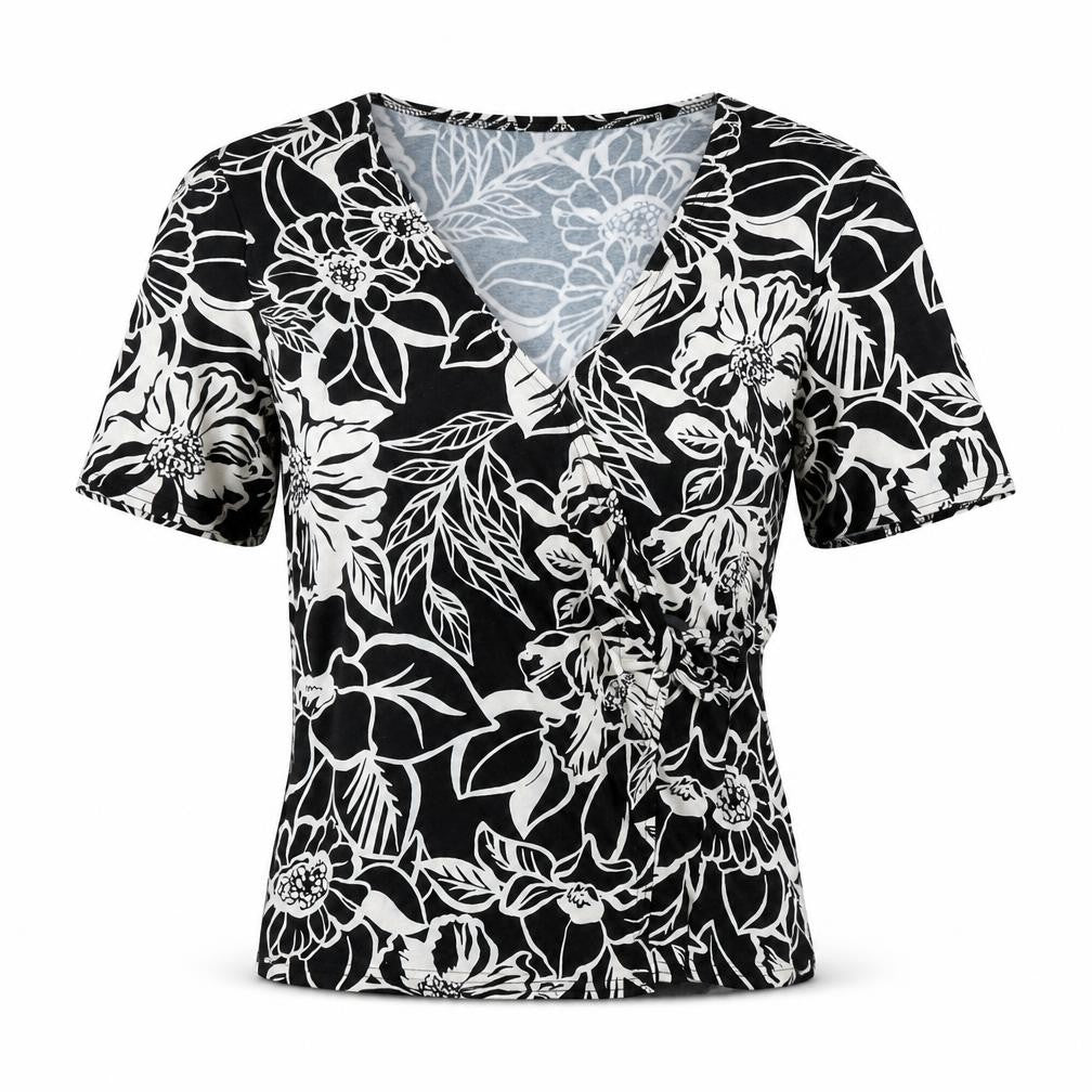 Womens UK Size 10 Eastex Black Wrap Blouse