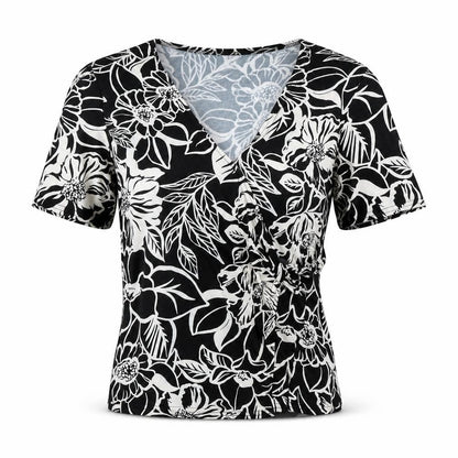 Womens UK Size 10 Eastex Black Wrap Blouse