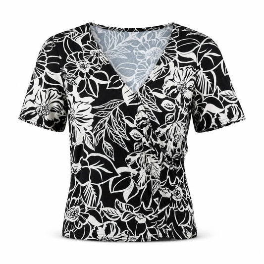 Womens UK Size 10 Eastex Black Wrap Blouse