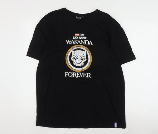 Marvel Men's Black Panther T-Shirt, Black, Size L