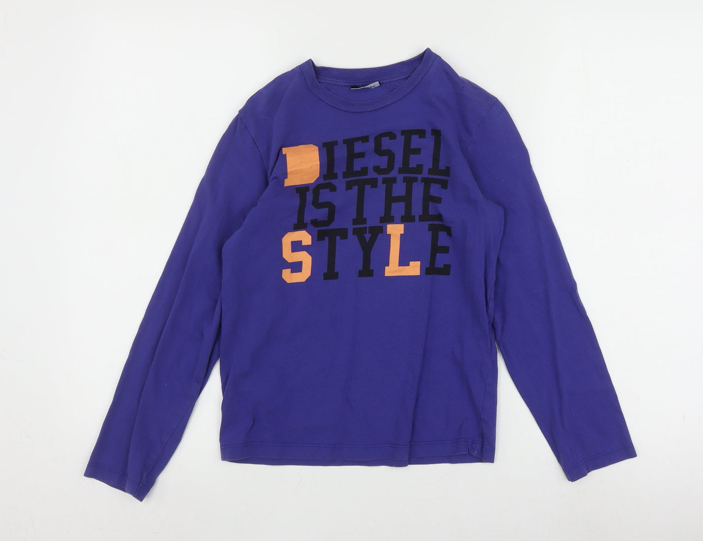 Diesel Boys Blue Long Sleeve Graphic T-Shirt Size 10