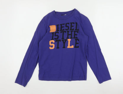 Diesel Boys Blue Long Sleeve Graphic T-Shirt Size 10