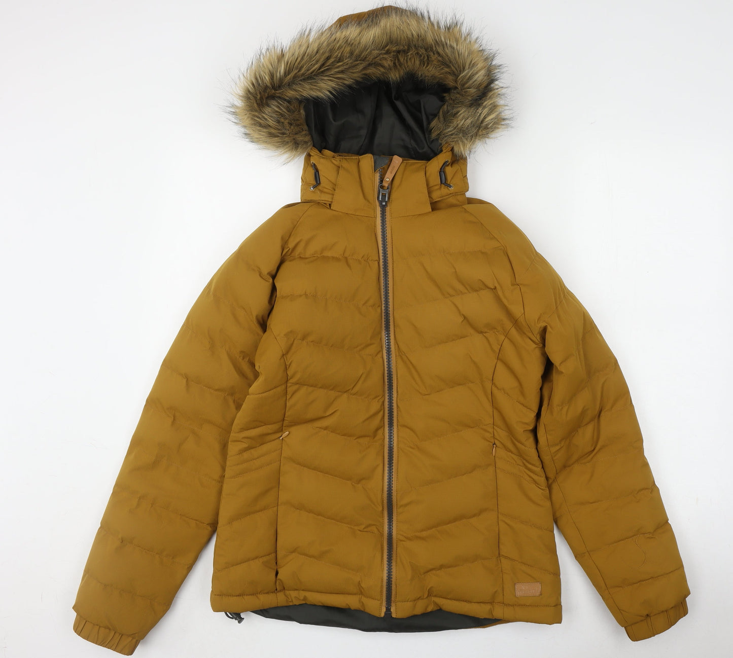 Trespass Girls Brown Hooded Puffer Jacket Size S