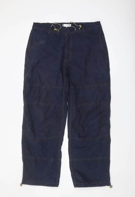 Firetrap Men's L Blue Cargo Trousers Adjustable Waist