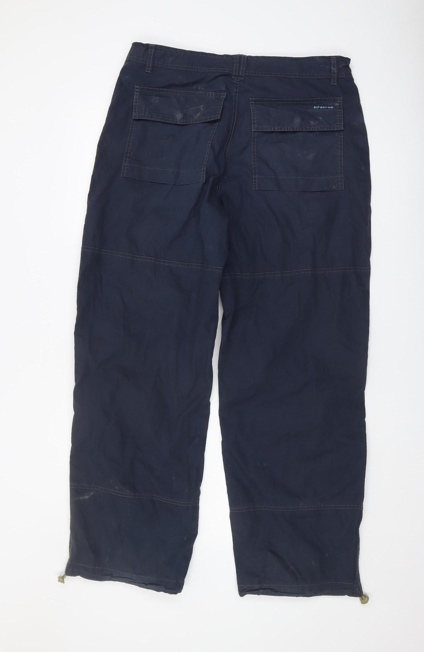 Firetrap Men's L Blue Cargo Trousers Adjustable Waist
