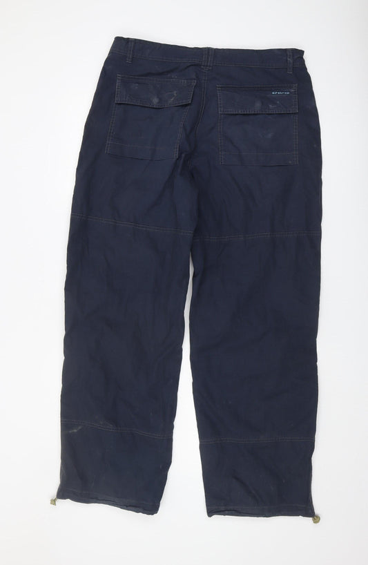 Firetrap Men's L Blue Cargo Trousers Adjustable Waist