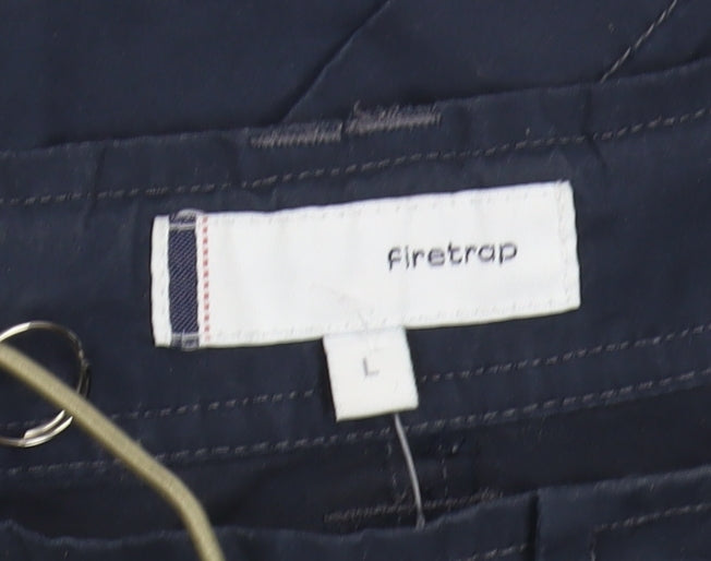 Firetrap Men's L Blue Cargo Trousers Adjustable Waist