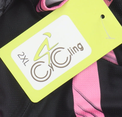 CyCling Unisex 2XL Pink Black Cycling Jersey T-Shirt