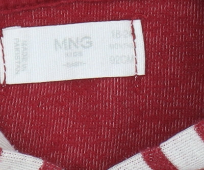 MNG Unisex Toddler Red Striped Hooded Jacket 18-24 Months