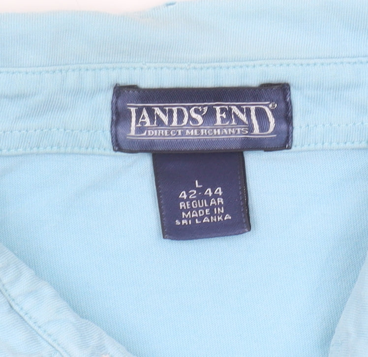 Lands' End Men's Blue Polo Shirt Size L, Collared, Cotton