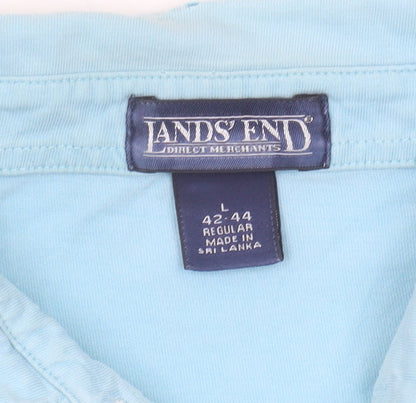 Lands' End Men's Blue Polo Shirt Size L, Collared, Cotton