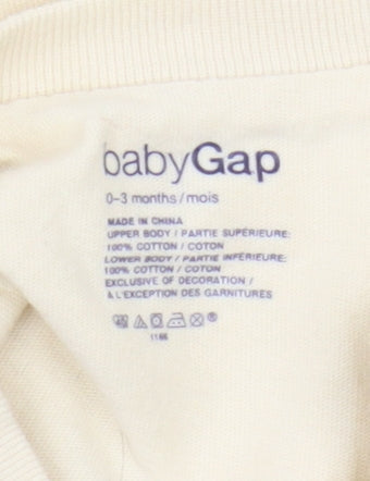 BabyGap Unisex Ivory Long Sleeve Animal Romper 0-3 Months