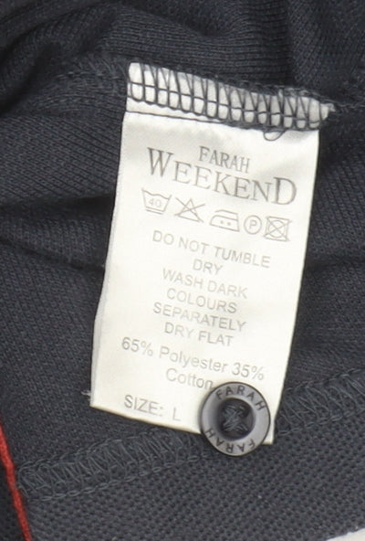 Farah Men's Blue L Polo Shirt Button Down Casual