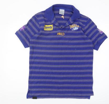 ISC Men's Blue Striped Polo Shirt - Size S
