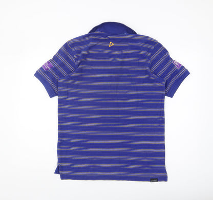 ISC Men's Blue Striped Polo Shirt - Size S