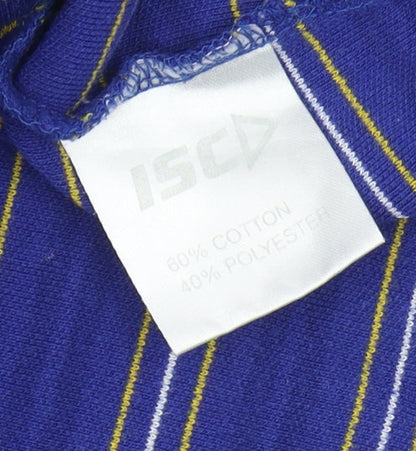 ISC Men's Blue Striped Polo Shirt - Size S