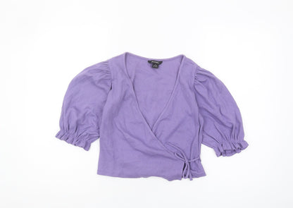 Monki Women's Purple Wrap Blouse Size S