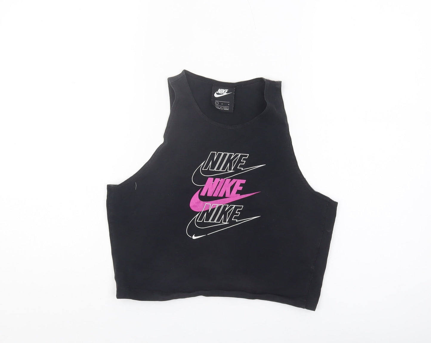 Nike Women's Black Cropped Tank Top L - Activewear