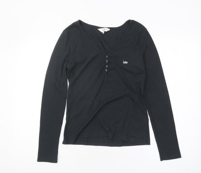 Womens UK Size L Lee Black Basic T-Shirt