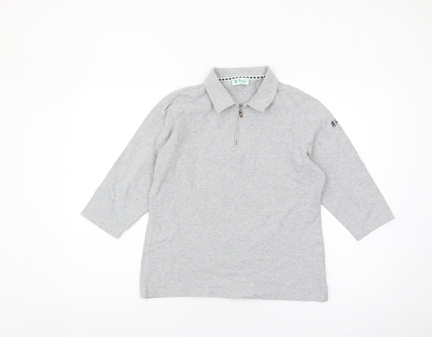 Pringle Golf Unisex Grey Collared Top, Size L Casual Zip
